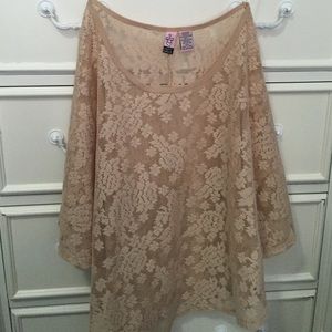tan lace flowy shirt
