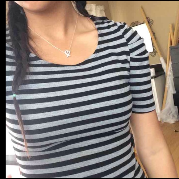 Tight black and grey striped dress