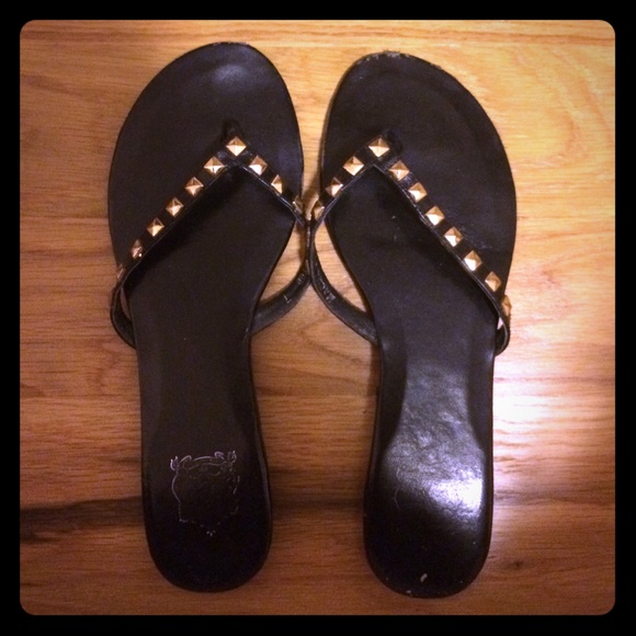 Flat gold studded sandals
