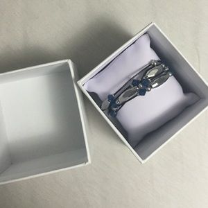 BRAND NEW FOSSIL LEATHER-BEADED BRACELET BLUE