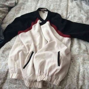 Black maroon and white racer zip jacket