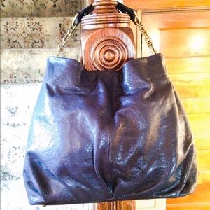 Nordstrom Chain Strap Glazed Leather Hobo, Purple