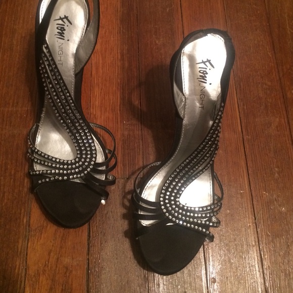 Black rhinestone high heel dress shoes - Picture 1 of 2