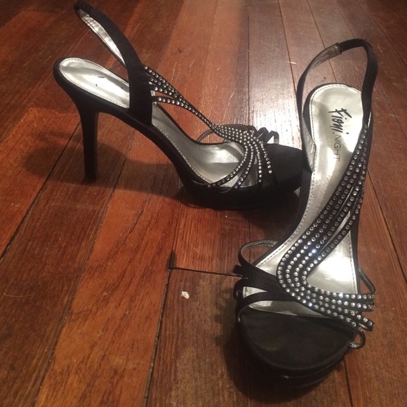 Black rhinestone high heel dress shoes - Picture 2 of 2