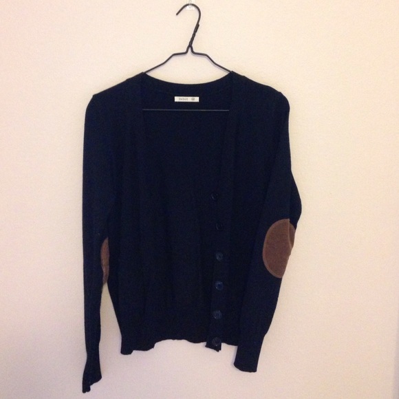 Black cardigan w/ brown elbows Francesca's