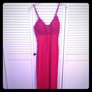 Long bright pink dress