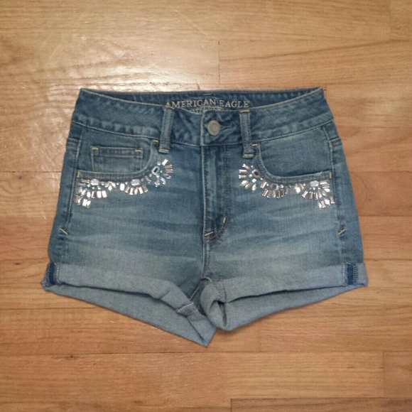 American Eagle Outfitters Denim - embellished high waisted shorts
