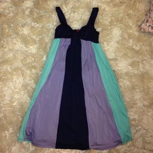 Purple, teal, and navy dress!