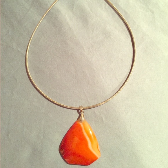 Orange stone pendant necklace