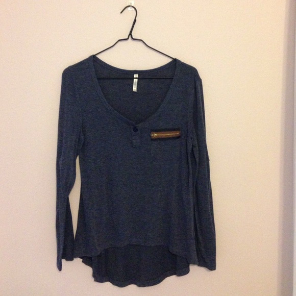 Navy blue zipper pocket top Francesca's Collection
