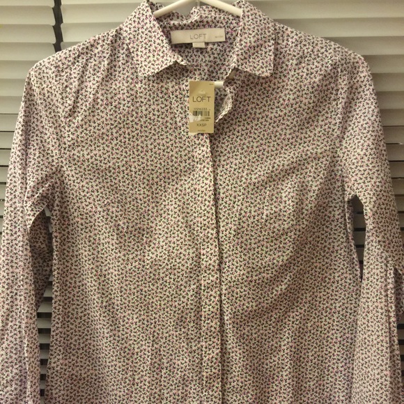 Floral pattern botton down shirt in XXS Petite