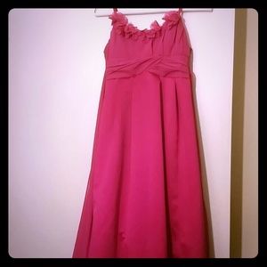 Pink (Begonia) Satin & Chiffon Gown w Flower Detai