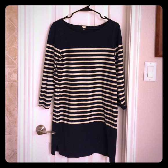 J.crew shift navy striped dress