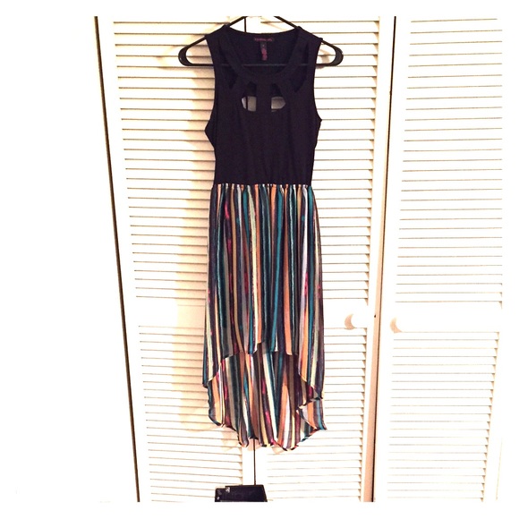 Hi-low chiffon and knit cut-out summer dress