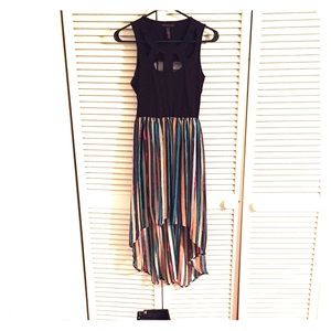 Hi-low chiffon and knit cut-out summer dress