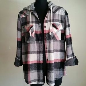 Hooded Plaid Shirt