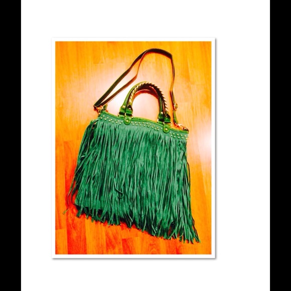 Green fringed cross body bag!!