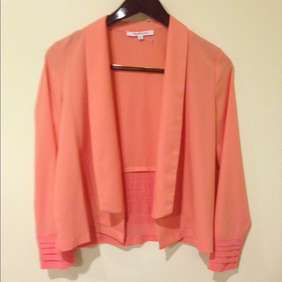 NWOT Peach Chiffon Open Front Jacket