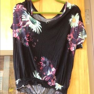 Black with flower pattern Top