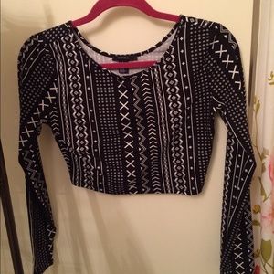 Long sleeve tribal crop top