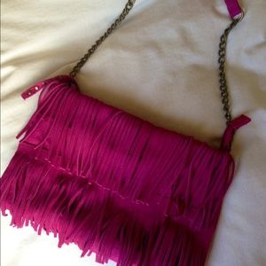 ⚡️Price dropped⚡️Pink suede fringe purse