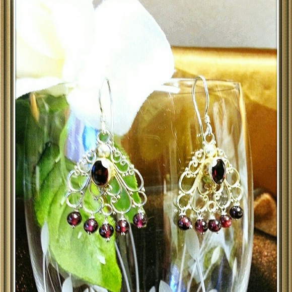Sterling Silver Garnet Earrings