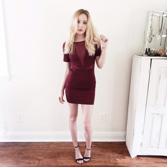 Wine Body Con Dress