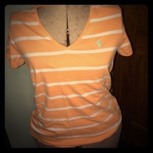 Orange & white striped Ralph Lauren tshirt size m