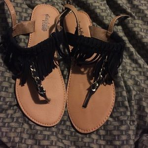Charlotte Russe Black Fringe Flats