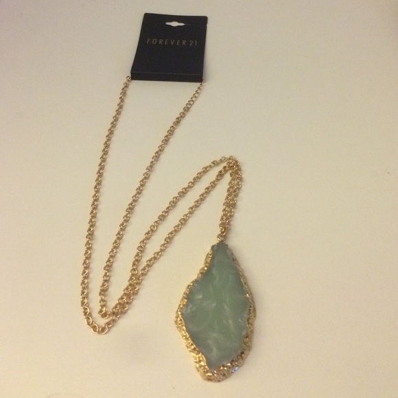 Mint/Gold Long Necklace