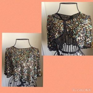 Black MiltiColored Sequins Bolero Jacket