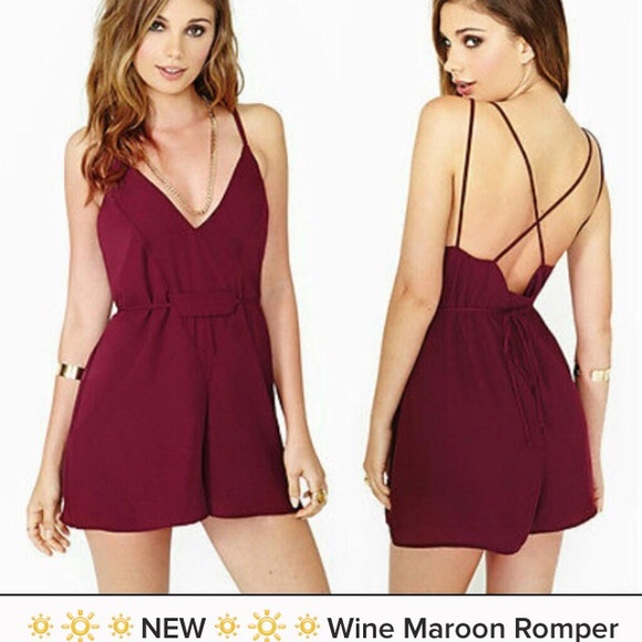 Super cute maroon romper (re-post)