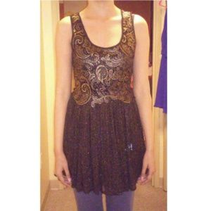 Black and gold cocktail dress