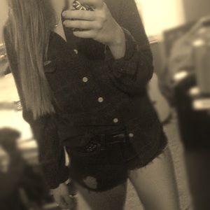 Thick blue and red Hollister flannel shirt!