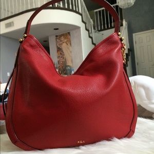 💯AUTHENTIC RALPH LAUREN RED PURSE LEATHER BAG