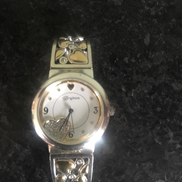 Brighton silver-goldtone floating heart watch!