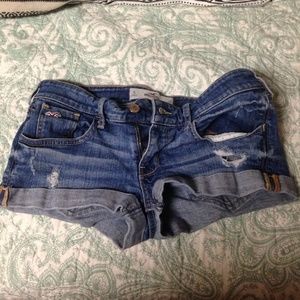 Distressed denim hollister shorts