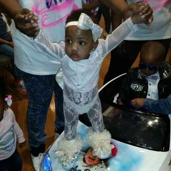 ONE PIECE LACE AND BLING BABY OUTFIT - Picture 1 of 2