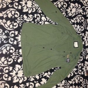 Forever 21 button up army green shirt