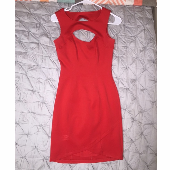 Red Guess dress with gold zipper