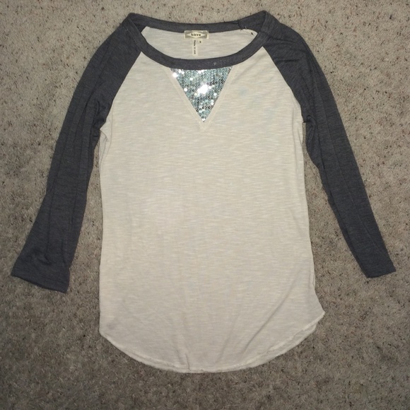 Kirra Glitter Long-Sleeve Baseball Tee