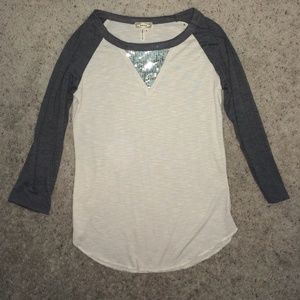 Kirra Glitter Long-Sleeve Baseball Tee