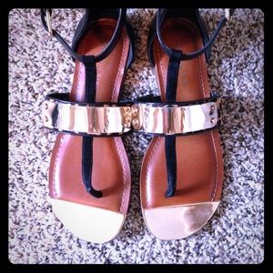 Leopard Print Gold Plated Sandals