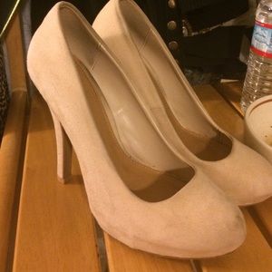 Nude suede heels