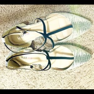 JustFab Patterned T-strap Flats