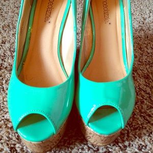 Turquoise/Teal Platform Wedges