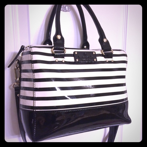 kate spade black and white striped bag