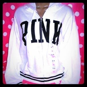 pink white fullzip hoodie