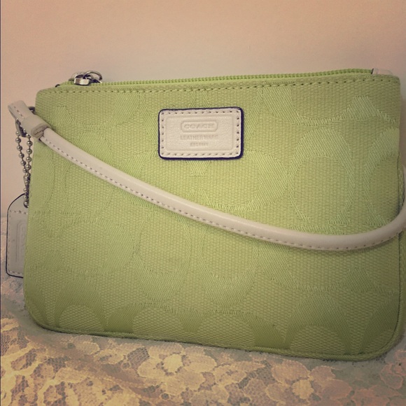 Spring green Coach wristlet