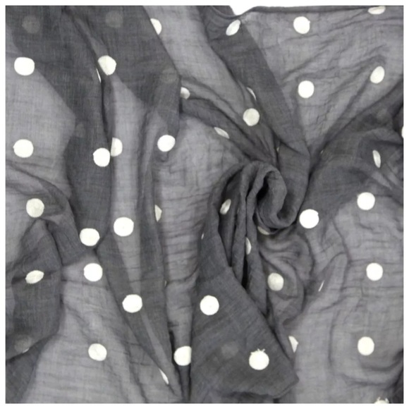 B5 Gray & White Embroidery Polka Dot Scarf - Picture 4 of 4